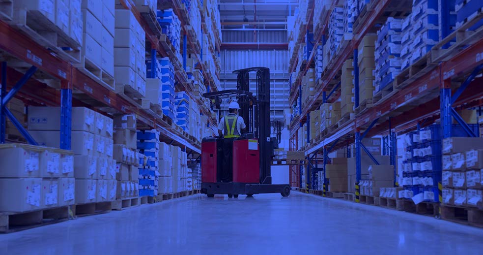 environmental health and safety consultants forklift in warehouse isle